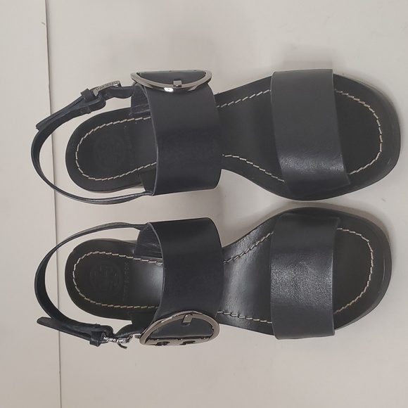 Tory Burch Leather Slingback Black Sandal 7 - Picture 2 of 11